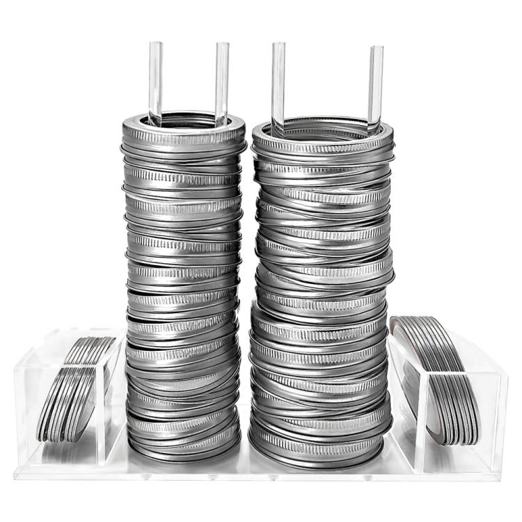 Integrated Acrylic Mason Jar Lid Organizer, Fits 12 Wide-Mouth/12 Standard-Mouth Lids and Rings - YX244