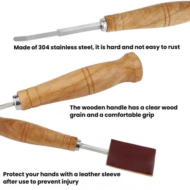 LsCook 7-Piece Set 304 Stainless Steel Bread Trimming Knife Dough Dividing Knife Wooden Handle Curved Bread Knife - Boxed