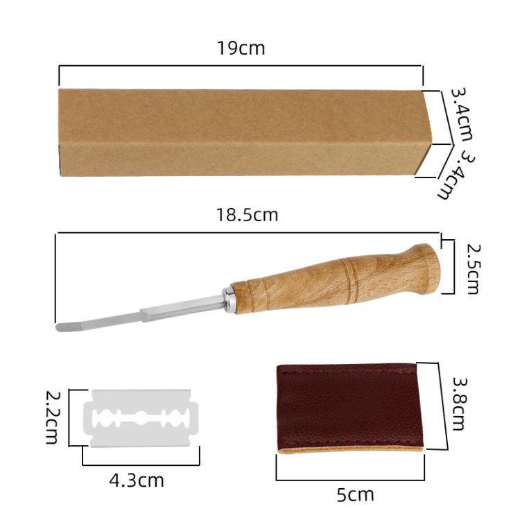 LsCook 7-Piece Set 304 Stainless Steel Bread Trimming Knife Dough Dividing Knife Wooden Handle Curved Bread Knife - Boxed