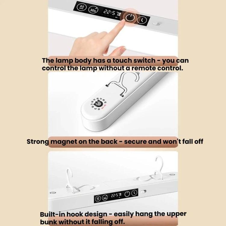 Xiajule Student Dormitory Under-Cabinet Lamp, Magnetic Mount Bed Hanging Light With Hook & Clock Display, Style: Remote Control