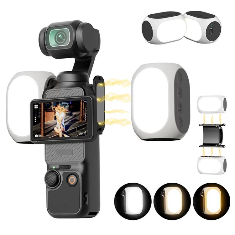 For DJI Osmo Pocket 4/3 Magnetic Fill Light 3 Color Modes Portable Rechargeable Vlog Video Light 2pcs /Pack