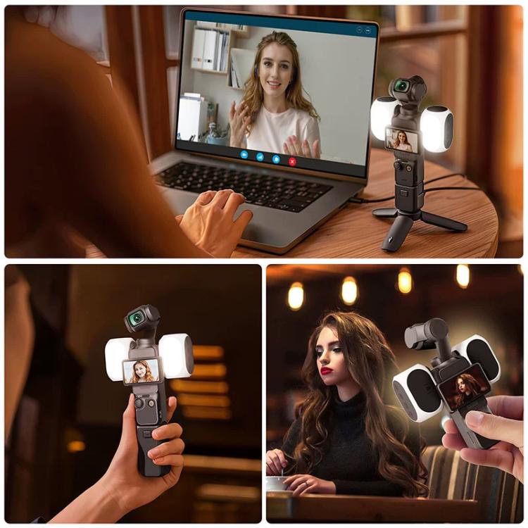For DJI Osmo Pocket 4/3 Magnetic Fill Light 3 Color Modes Portable Rechargeable Vlog Video Light 2pcs /Pack
