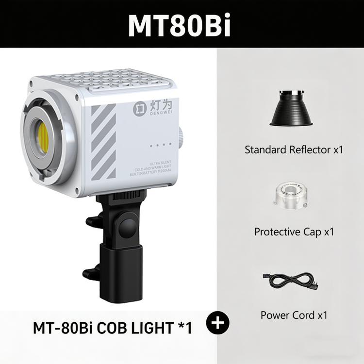 DENGWEI MT-80Bi 80W COB Video Light 2700K-6500K Bi-Color LED Continuous Output Lighting CRI 96+ Studio Light EU Plug