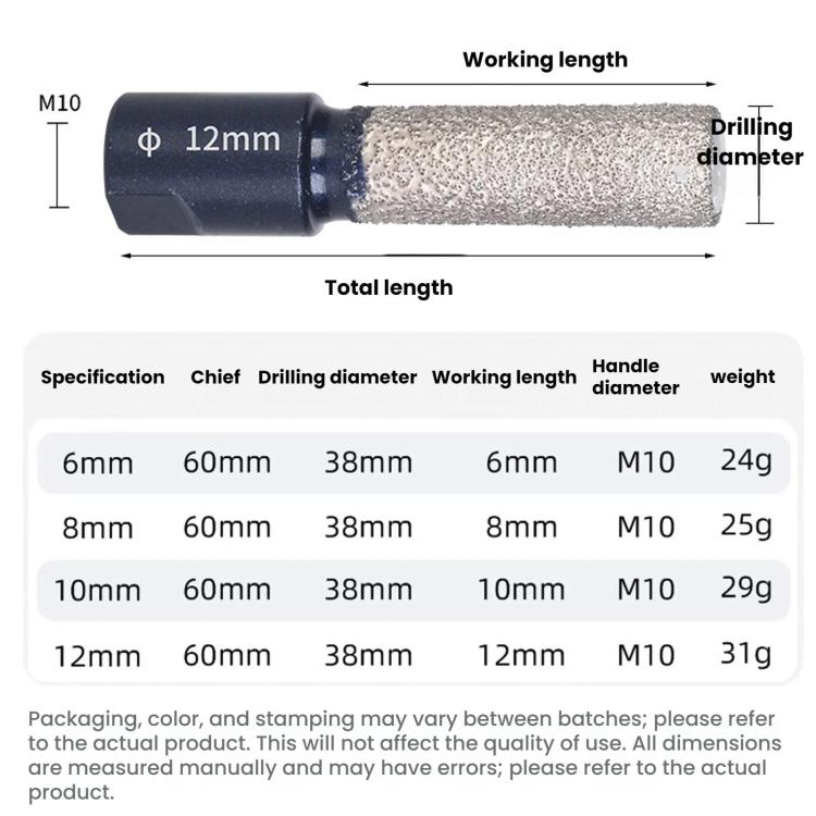 M10 Angle Grinder Hole Saw Glass Stone Hole Enlargement Trimming Head, Size: 6MM