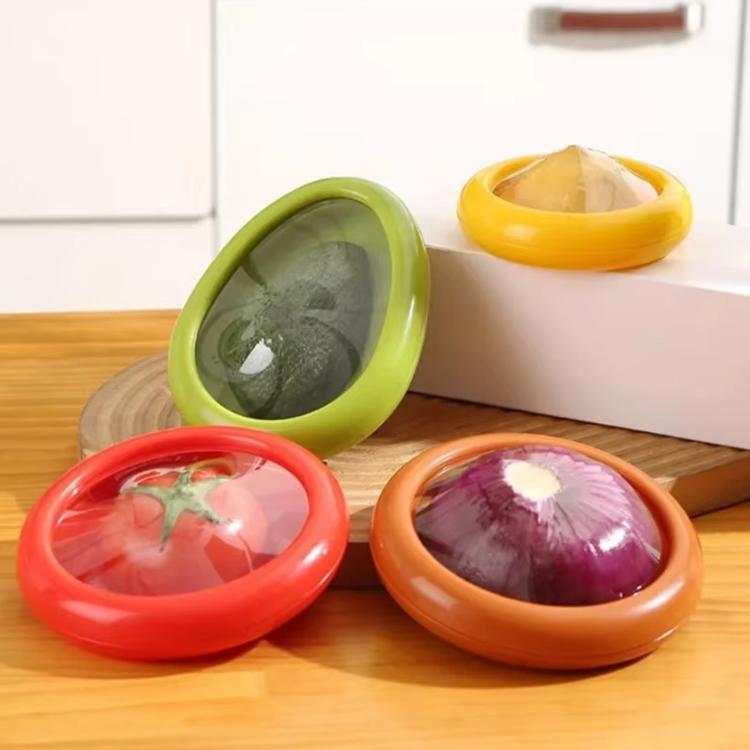 LsCook 4-Piece Set Fruit Storage Container With Silicone Film Seal Mini Fridge Storage Box