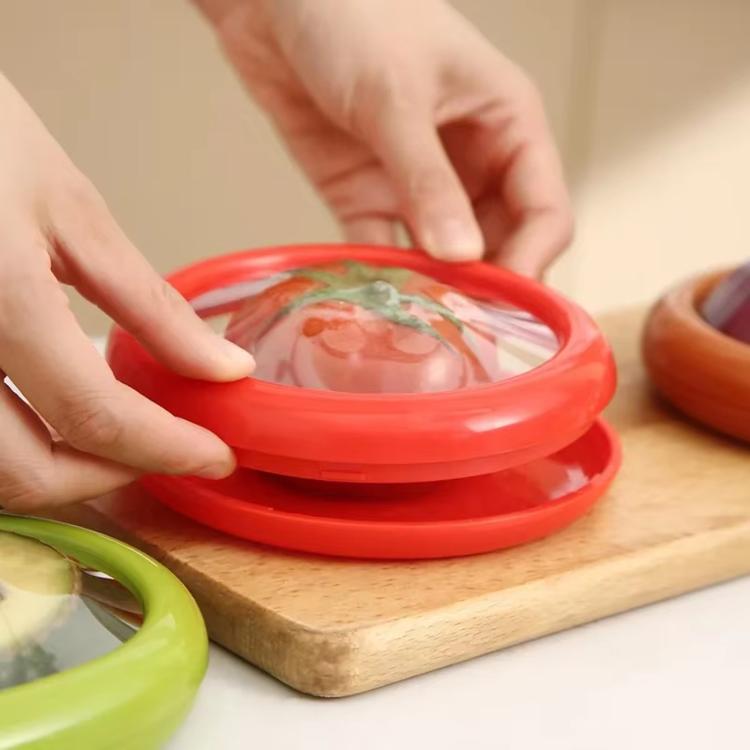 LsCook 4-Piece Set Fruit Storage Container With Silicone Film Seal Mini Fridge Storage Box