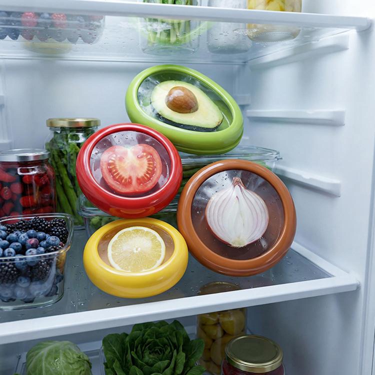 LsCook 4-Piece Set Fruit Storage Container With Silicone Film Seal Mini Fridge Storage Box