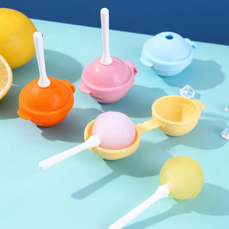 LsCook Lollipop-Shaped Ice Pop Popsicle Mold Baby Food Freezer Trays - Large Orange Silicone