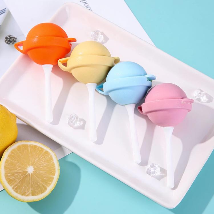 LsCook Lollipop-Shaped Ice Pop Popsicle Mold Baby Food Freezer Trays - Large Orange Silicone