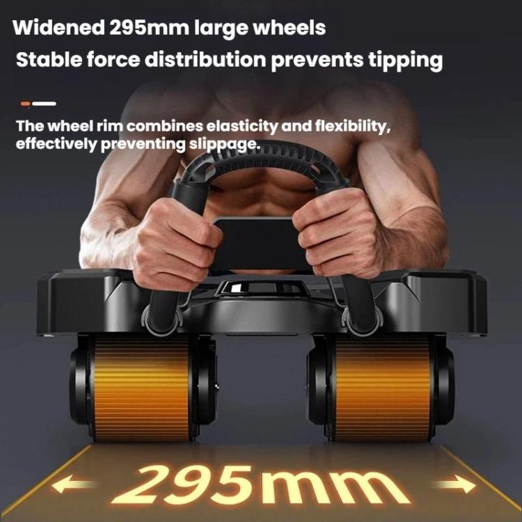 Home Four-Wheel Automatic Rebound Ab Wheel With Timer Function - Black USB Charging