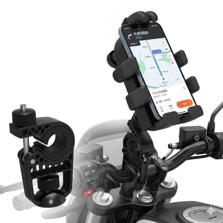 Electric Motorcycle Eight-Armed Fixation Shockproof Phone Mount, Color: All Black Handlebars