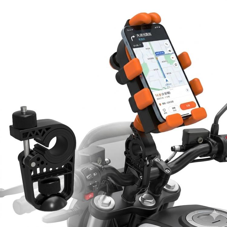 Electric Motorcycle Eight-Armed Fixation Shockproof Phone Mount, Color: Black Orange Handlebars