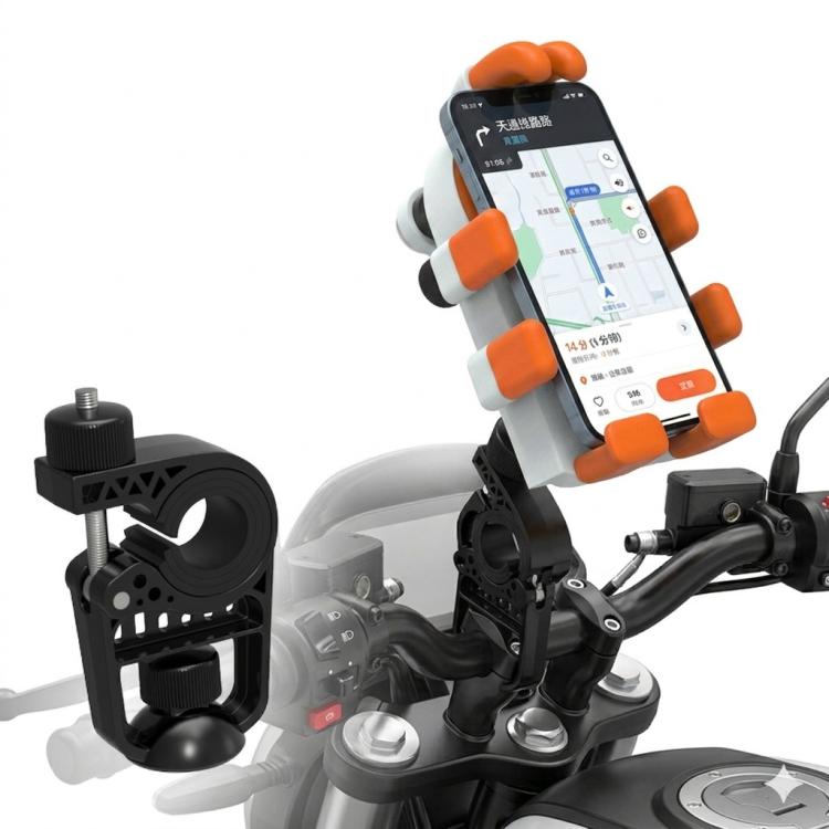 Electric Motorcycle Eight-Armed Fixation Shockproof Phone Mount, Color: Orange White Handlebars