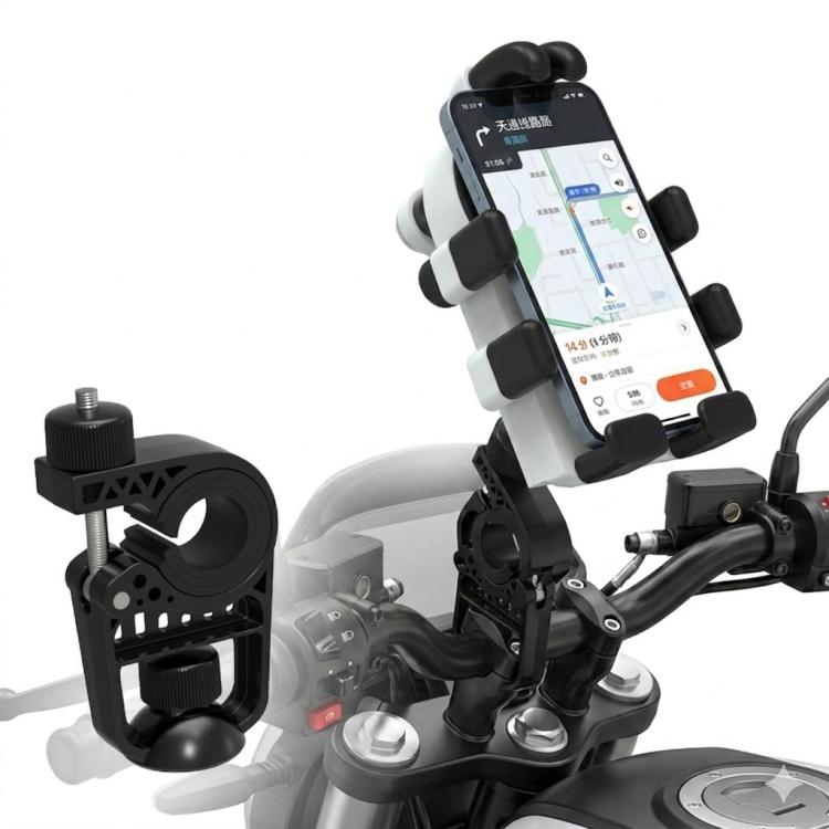 Electric Motorcycle Eight-Armed Fixation Shockproof Phone Mount, Color: Black White Handlebars