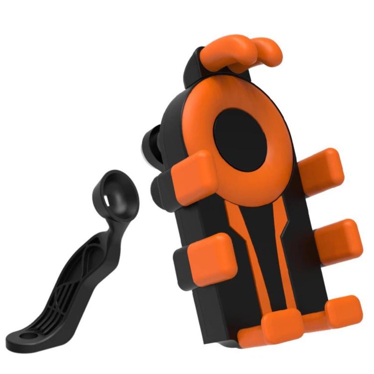 Electric Motorcycle Eight-Armed Fixation Shockproof Phone Mount, Color: Black Orange Mirror Mounts