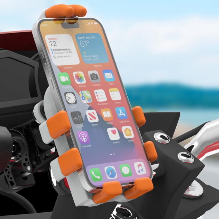Electric Motorcycle Eight-Armed Fixation Shockproof Phone Mount, Color: All Black Mirror Mounts