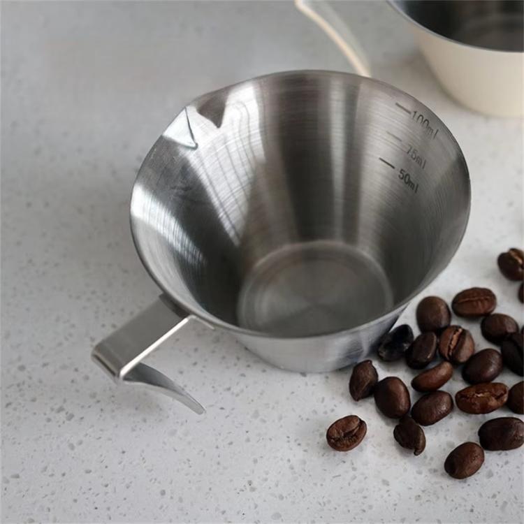LsCook Thick 304 Stainless Steel 100ml Coffee Brewing Cup With Measurement Markings - Stainless Steel Natural Finish