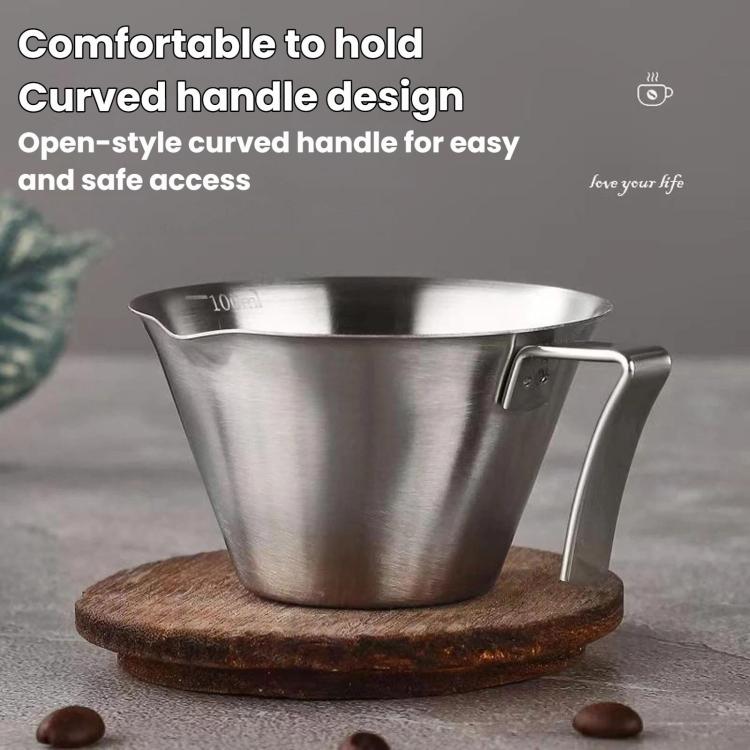 LsCook Thick 304 Stainless Steel 100ml Coffee Brewing Cup With Measurement Markings - Stainless Steel Natural Finish