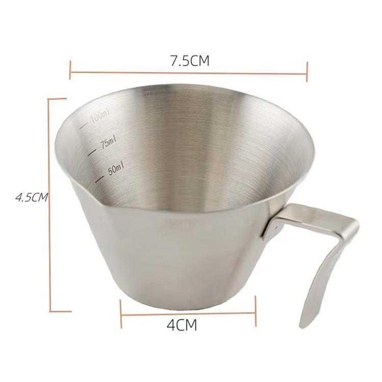LsCook Thick 304 Stainless Steel 100ml Coffee Brewing Cup With Measurement Markings - Stainless Steel Natural Finish