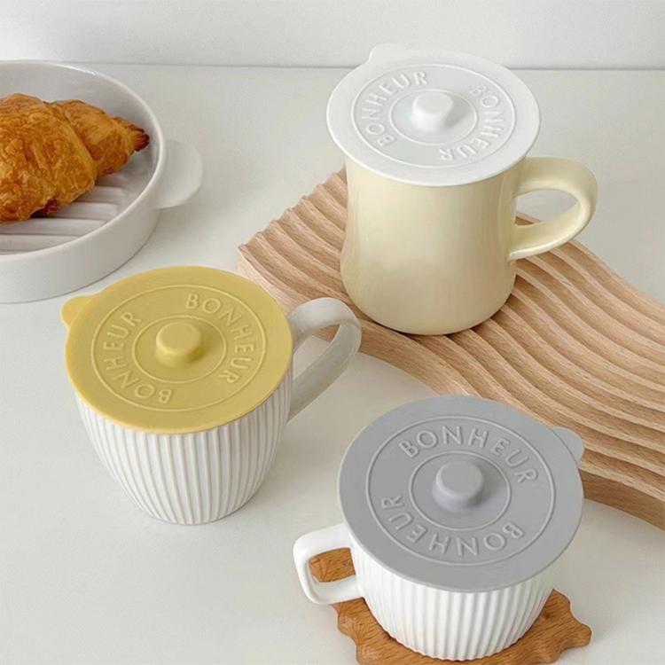 LsCook 3-Piece Set Food-grade Silicone Lid Dust-proof Anti-spill Round Universal High-Temperature Resistant Lid - Yellow+Light Gray+White