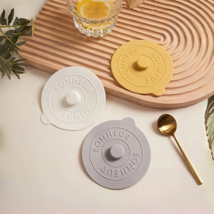 LsCook 3-Piece Set Food-grade Silicone Lid Dust-proof Anti-spill Round Universal High-Temperature Resistant Lid - Yellow+Light Gray+White