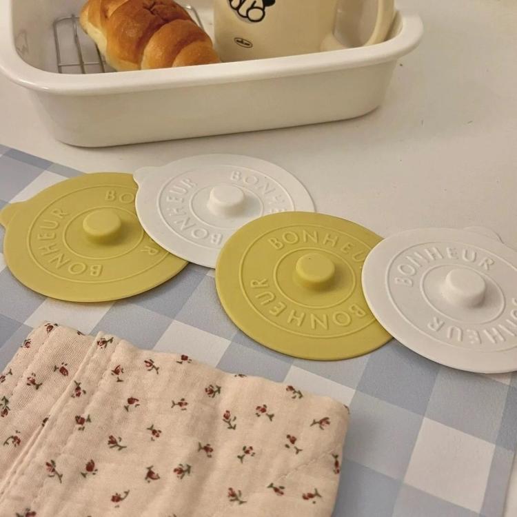 LsCook 3-Piece Set Food-grade Silicone Lid Dust-proof Anti-spill Round Universal High-Temperature Resistant Lid - Yellow+Light Gray+White