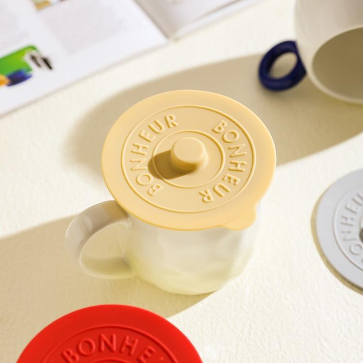 LsCook 3-Piece Set Food-grade Silicone Lid Dust-proof Anti-spill Round Universal High-Temperature Resistant Lid - Yellow+Light Gray+White