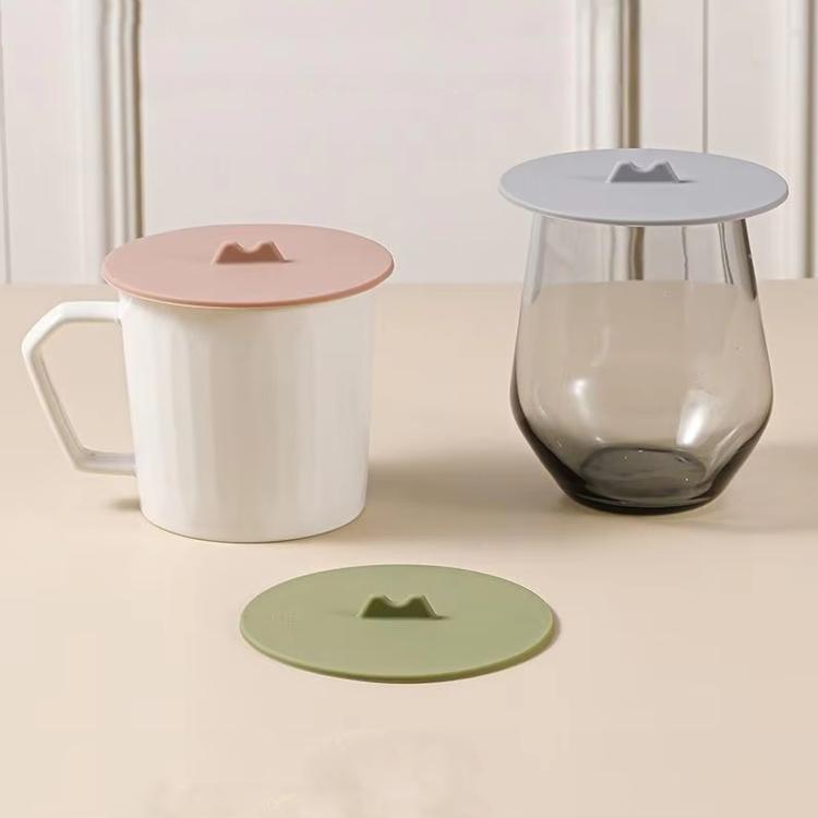 LsCook 3-Piece Set Dust-proof Leak-proof Thickened Food-Grade Silicone Universal Cup Lid - Matcha Green+Light Gray+Reddish Brown