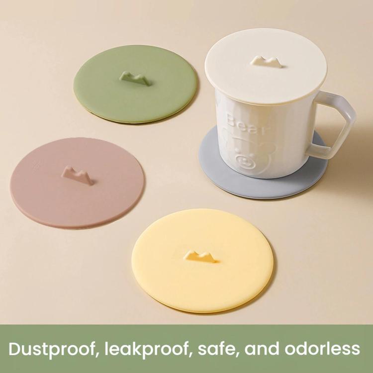 LsCook 3-Piece Set Dust-proof Leak-proof Thickened Food-Grade Silicone Universal Cup Lid - Matcha Green+Light Gray+Reddish Brown