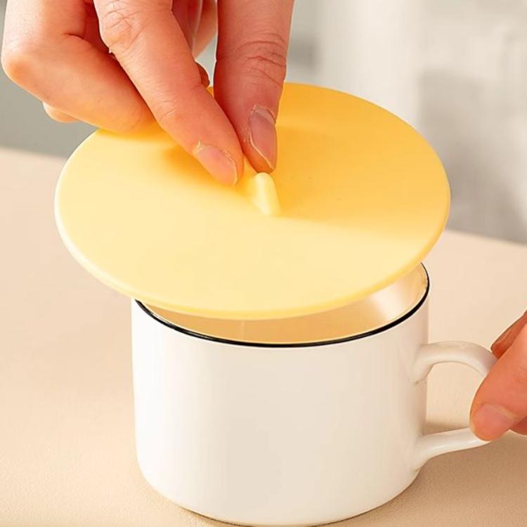 LsCook 3-Piece Set Dust-proof Leak-proof Thickened Food-Grade Silicone Universal Cup Lid - Matcha Green+Light Gray+Reddish Brown