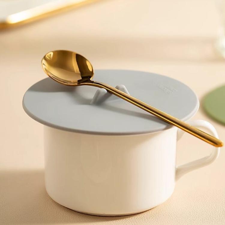 LsCook 3-Piece Set Dust-proof Leak-proof Thickened Food-Grade Silicone Universal Cup Lid - Matcha Green+Light Gray+Reddish Brown
