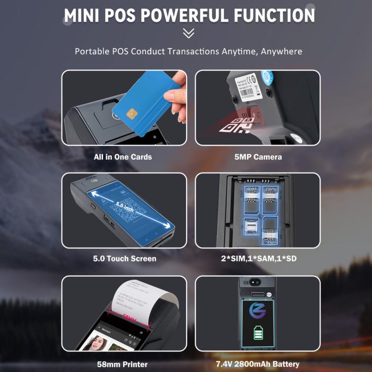 Z90F Supermarket Mobile Bill Payment POS Machine, Handheld Cash Register With Credit Card NFC Function EU Plug
