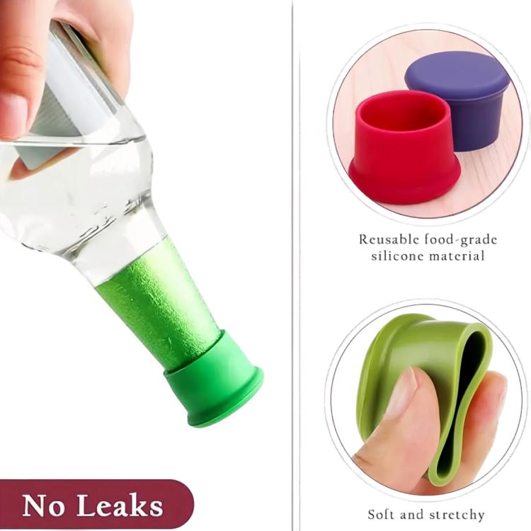 LsCook 6pcs /Pack Food-grade Silicone Wine Bottle Protective Freshness Cap Leak-proof Silicone Stopper - 6 Colors