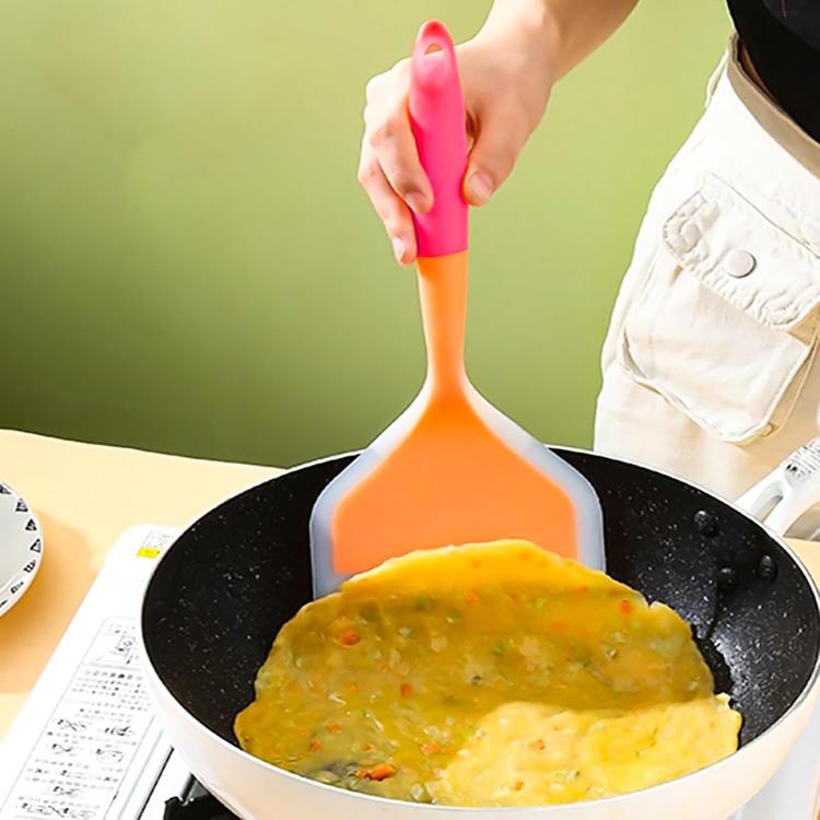 LsCook Wide-Mouth Translucent Tamagoyaki Spatula Home Non-Stick Silicone Spatula - Orange