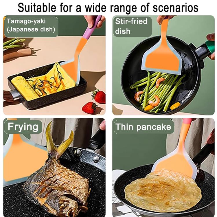 LsCook Wide-Mouth Translucent Tamagoyaki Spatula Home Non-Stick Silicone Spatula - Orange
