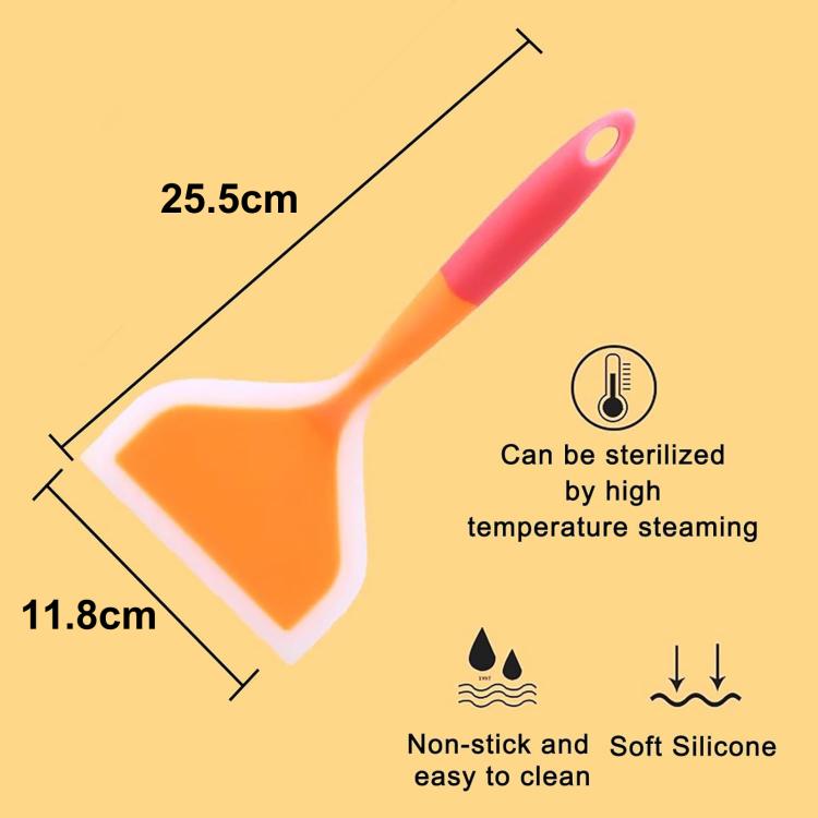 LsCook Wide-Mouth Translucent Tamagoyaki Spatula Home Non-Stick Silicone Spatula - Orange