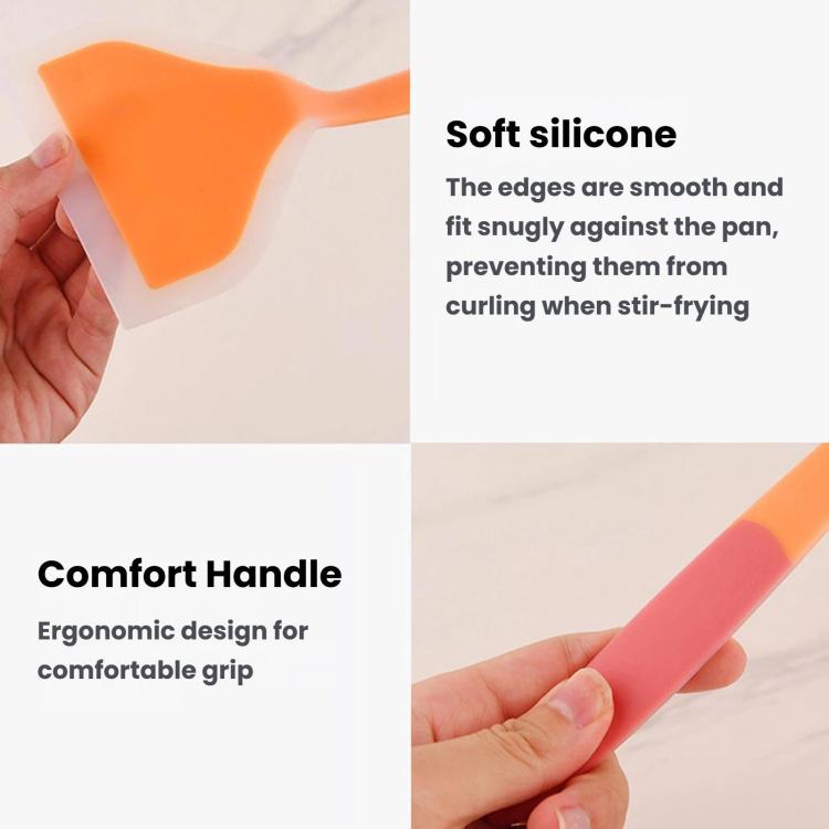 LsCook Wide-Mouth Translucent Tamagoyaki Spatula Home Non-Stick Silicone Spatula - Orange