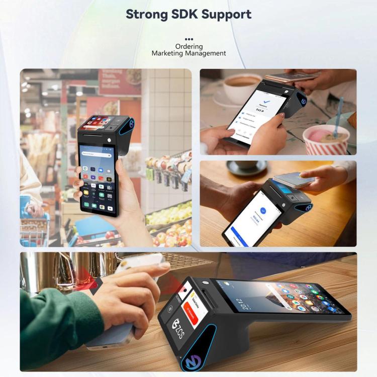 Z108 Android Handheld POS Cash Register, Dual-Screen Touch Scanning Payment Device For Supermarket & Restaurant 2.6 inch EU Plug