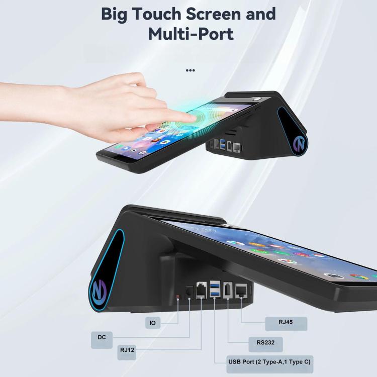 Z108 Android Handheld POS Cash Register, Dual-Screen Touch Scanning Payment Device For Supermarket & Restaurant 3.9 inch EU Plug