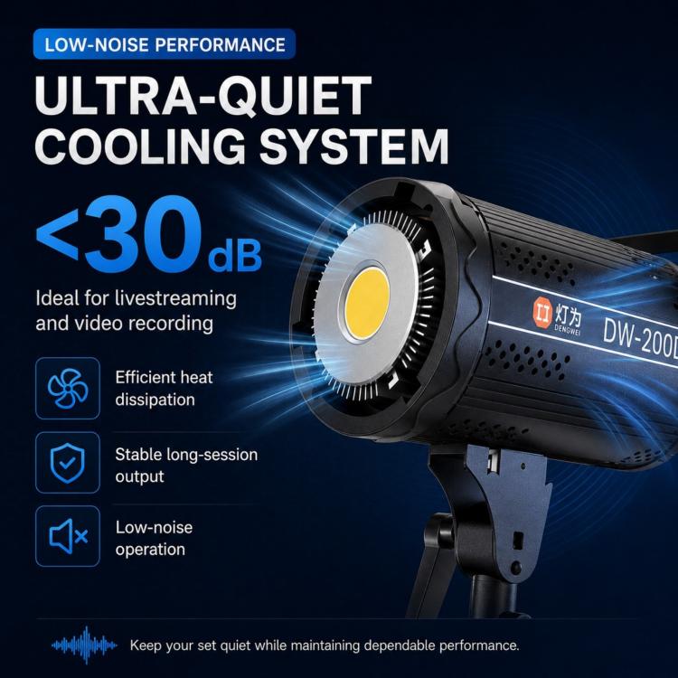 DENGWEI DW200D 200W COB LED Video Light Daylight Balanced Continuous Output Studio Lamp UK Plug