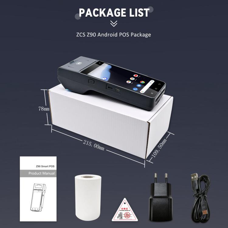 Z90N Supermarket Mobile Bill Payment POS Machine, Handheld Cash Register With Credit Card NFC Function EU Plug