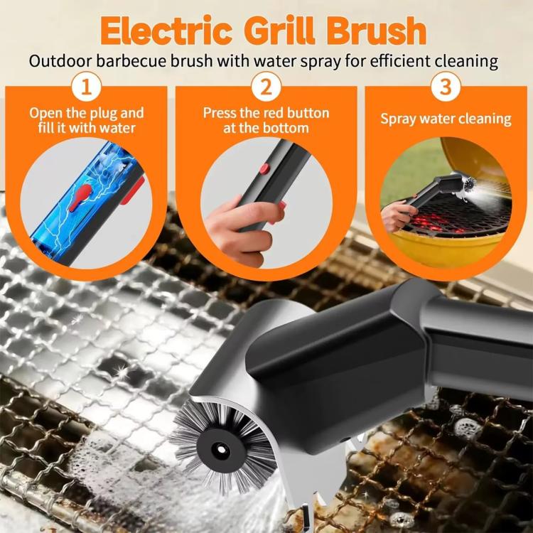 Standard Stainless Steel Wire Electric Grill Brush Cleaning Grill Hard-Bristle Brush Tool - Black