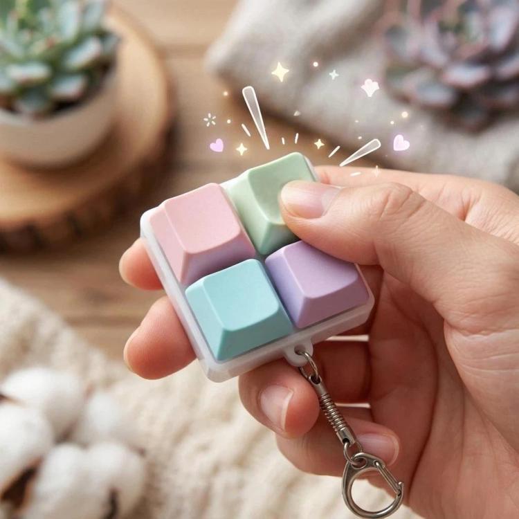 Decompress Stress Tetris Keypad Keychain