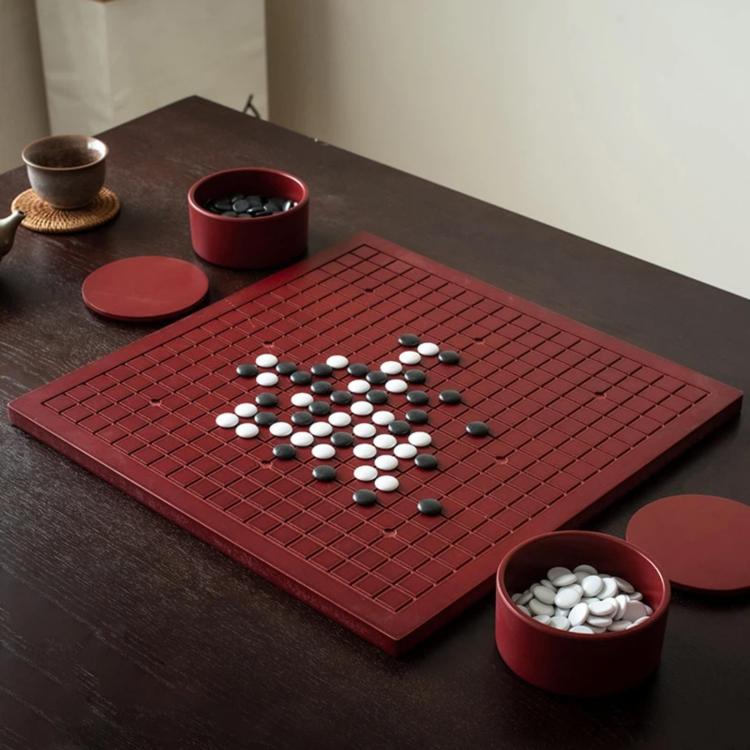 Go Board & Stones Set With Storage Jar, Gomoku Educational Puzzle Toy, Spec: MDF Red