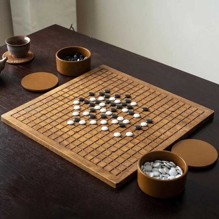 Go Board & Stones Set With Storage Jar, Gomoku Educational Puzzle Toy, Spec: Solid Wood