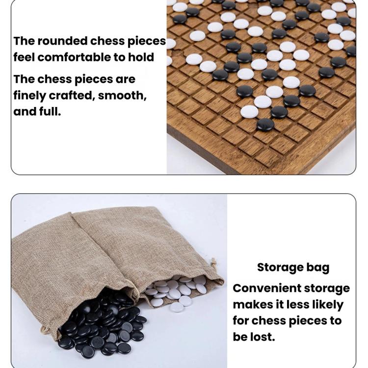Go Board & Stones Set With Storage Jar, Gomoku Educational Puzzle Toy, Spec: Solid Wood