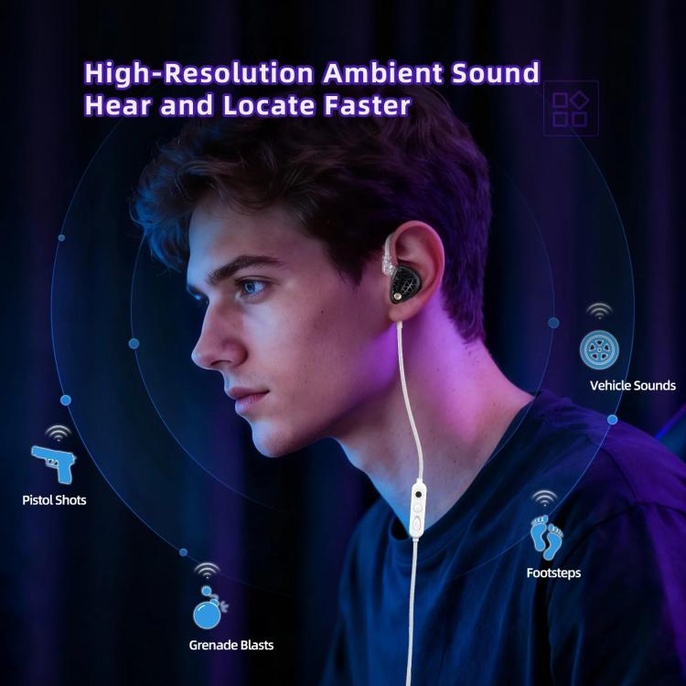 KZ Phantom Hi-Fi-grade Audio Gaming 1.2m Wired Earphones, Spec: Type-C Sound Card