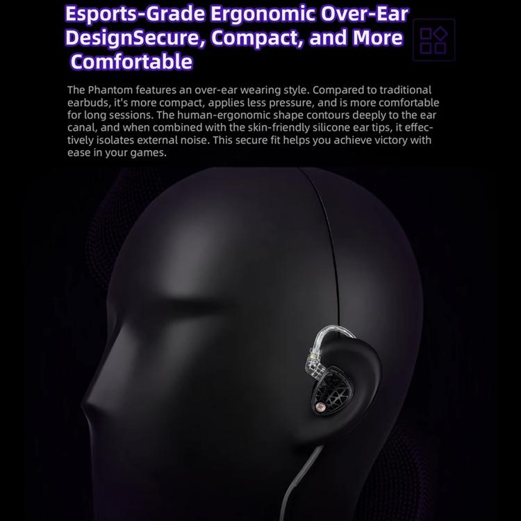KZ Phantom Hi-Fi-grade Audio Gaming 1.2m Wired Earphones, Spec: 3.5mm Standard
