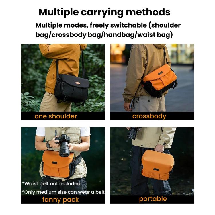 Cwatcun D294 Large Capacity Casual Shoulder Bag DSLR Camera Bag, Color: Orange Medium
