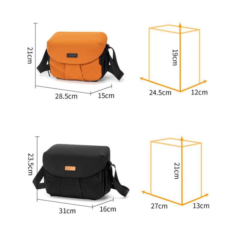 Cwatcun D294 Large Capacity Casual Shoulder Bag DSLR Camera Bag, Color: Orange Medium